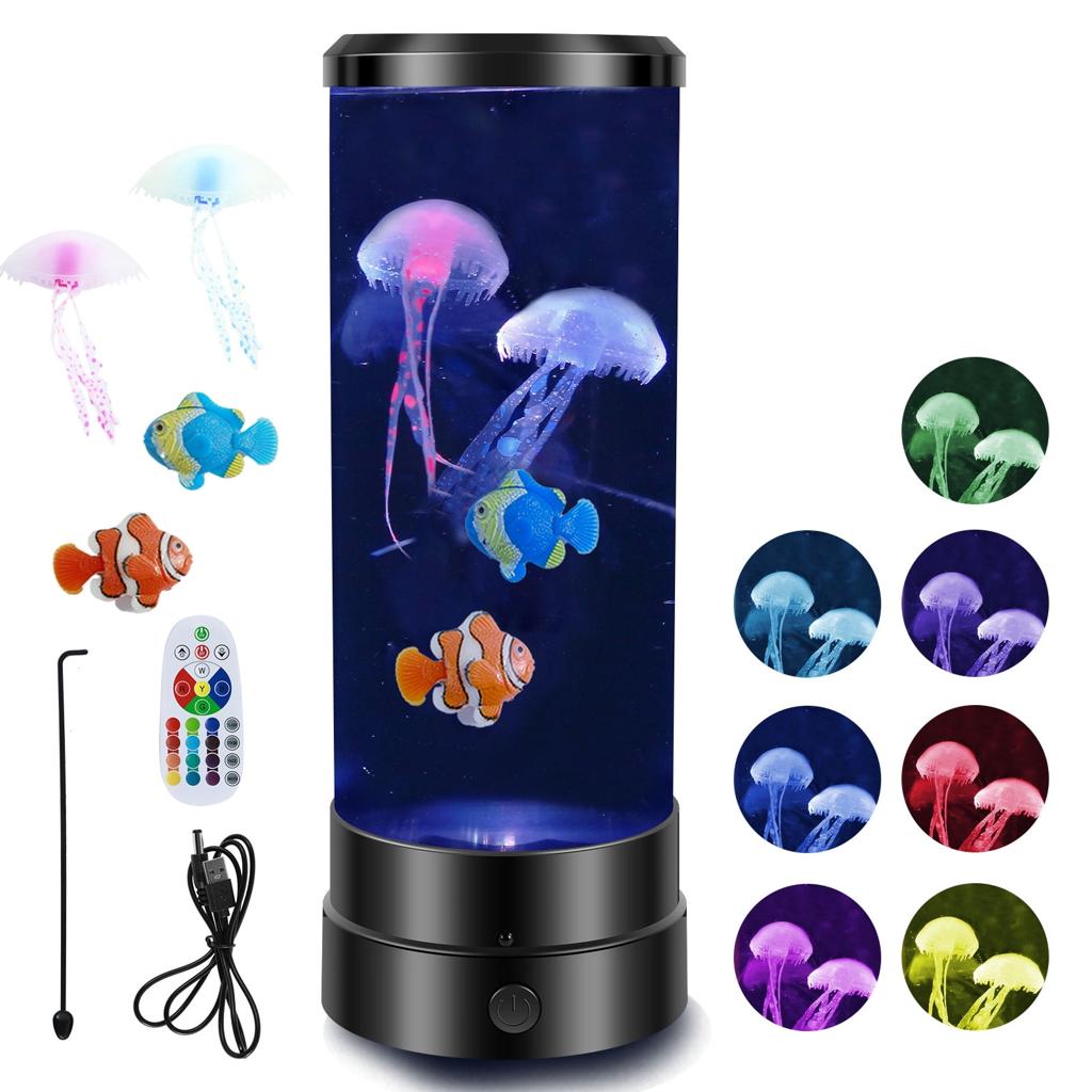 Jellyfish Aquarium LED Night Light with 7-Color Lighting & Remote – USB Mood Lamp
