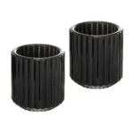 ceilo Black Glass Candle Holder with Clear Base