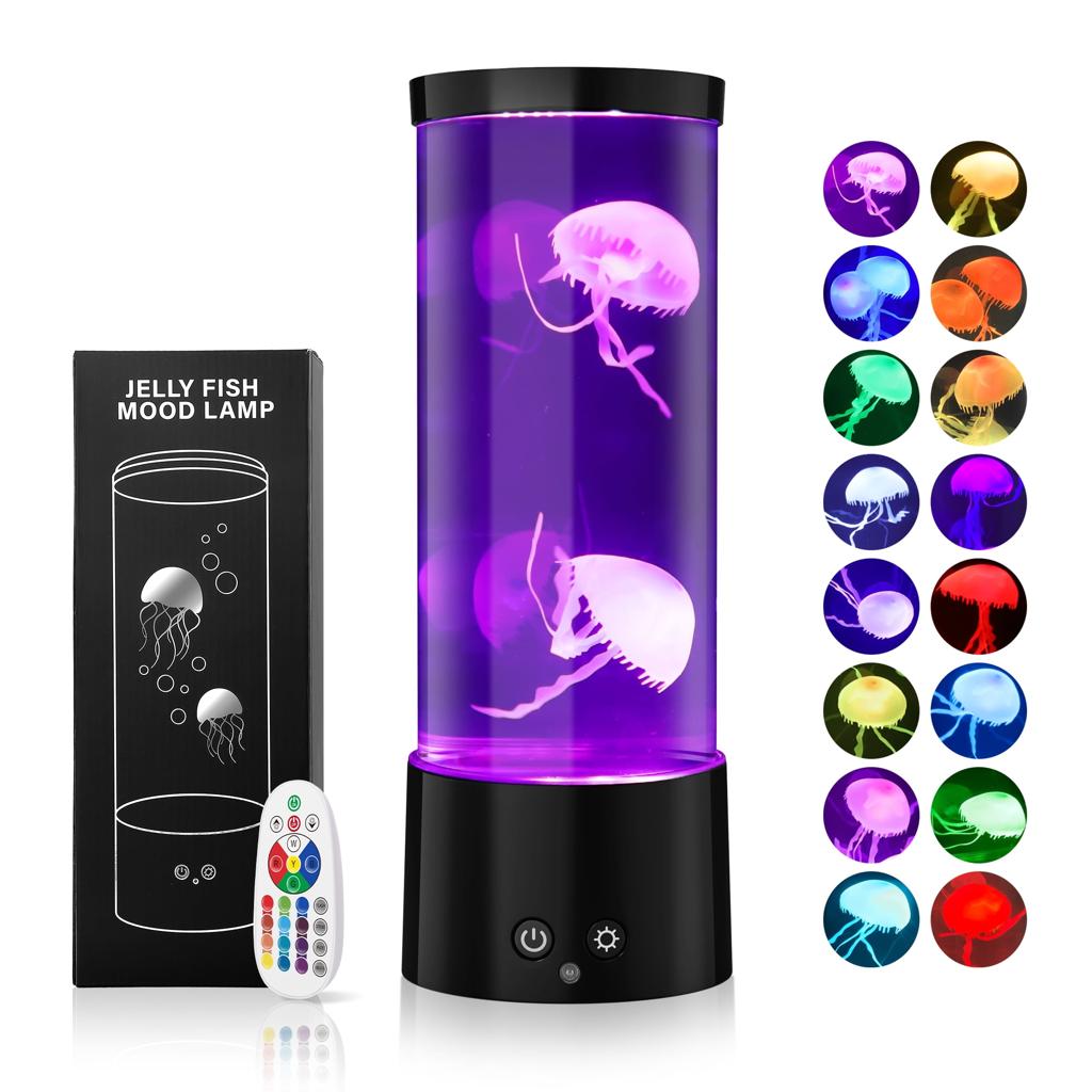 Jellyfish Aquarium LED Night Light with 7-Color Lighting & Remote – USB Mood Lamp